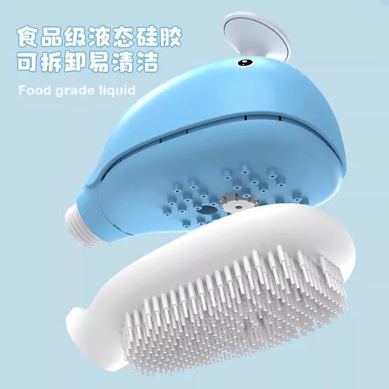 Little Whale Kids Handheld Shower Head with Soap Dispenser, Soft Silicone Bath Brush Baby Hair Wash Exfoliating Scrub Tool