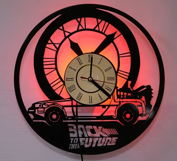 Creative LED Vinyl Record Clock Gift Back To The Future Record Wall Clock Home Decoration Remote Control 7 Colors