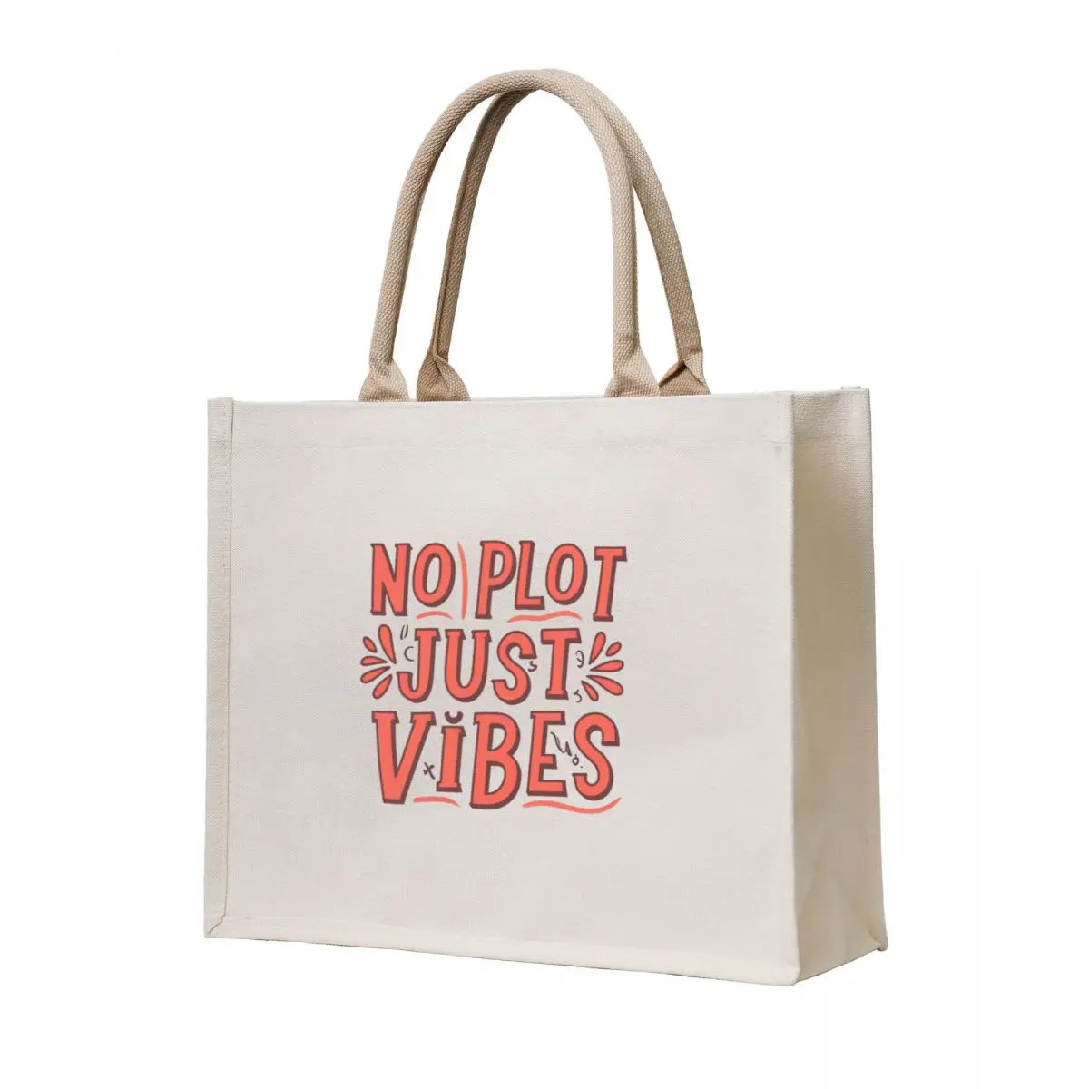 

typography: No plot just vibes Tote Bag Women's bags the tote bag custom tote bag