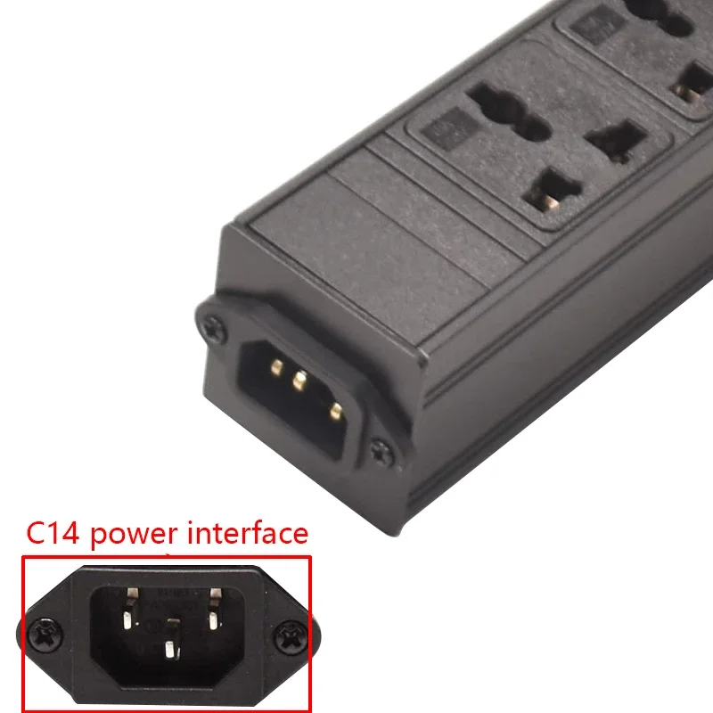 Aluminum Alloy Power Strip Type-C USB 2-12Ways Universal Sockets Outlets Extension Electrica IEC C14 Interface NO Switch