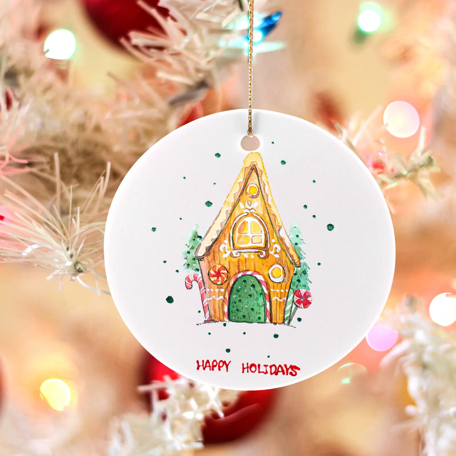 

12Pcs Round Ceramic Pendants Blank DIY Dual-Side Hand-Painted Hanging Ornaments for Home Office Tree Decoration Gift Craft