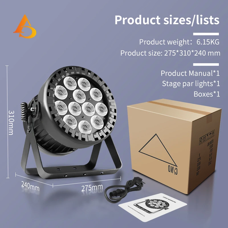 IP65 12x18w Rgbw Led Waterproof Par  Light outdoor LED par wedding stage dj up lighting