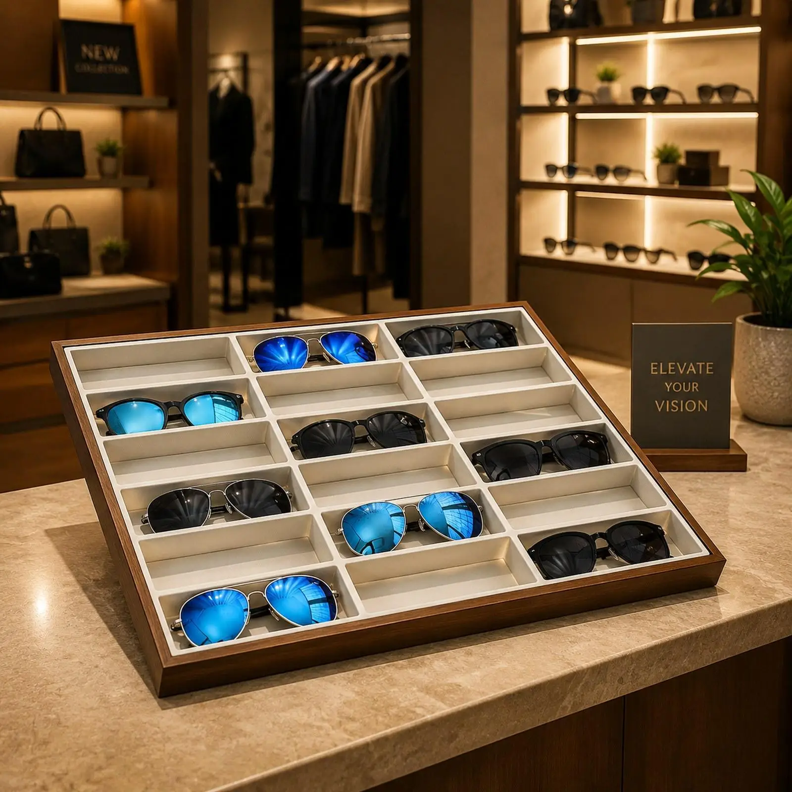 Glasses Display Tray Sunglasses Organizer Box Versatile Show Glasses Container Jewelry Organizer for Showcase Home Store Gift