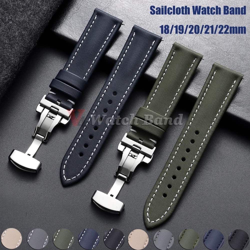 Premium Segeltuch-Uhrenarmband 18mm 19mm 21mm 20mm 22mm Armband für Blancpain Uhren Wasserdichte Canvas-Nylon-Armbänder mit Schnellverschluss