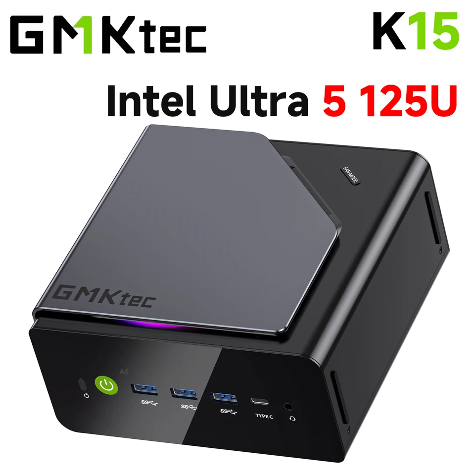 GMKtec K15 Mini PC Intel Ultra 5 125U(12C/14T) DDR5 4800MT/s 3*M.2