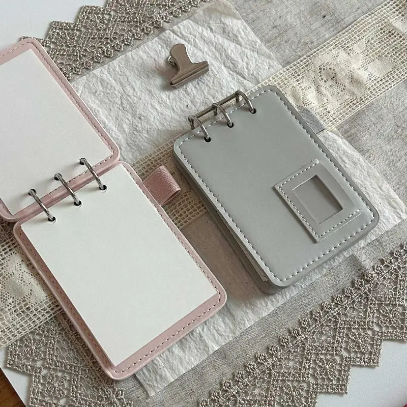 Korean Style Leather M5 Three-Hole Flip-Up Portable Detachable DIY Journal Life Record Notebook Stationery
