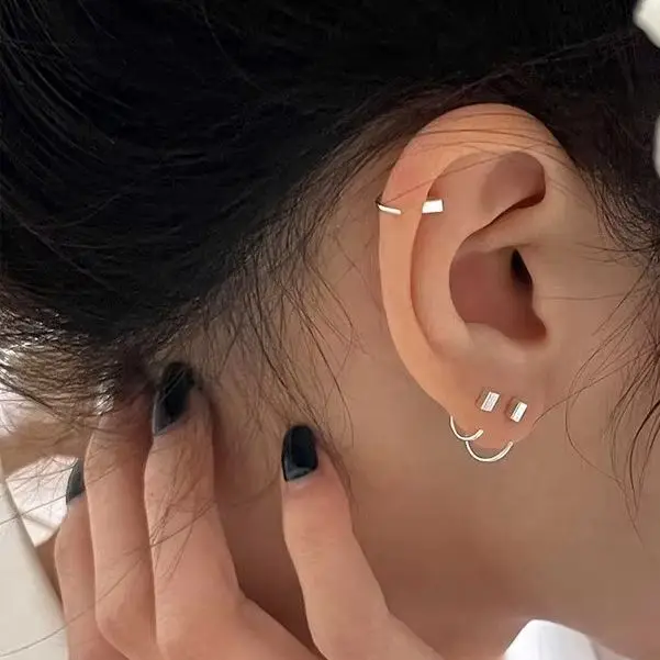 Sam Panda 925 Sterling Silver Geometry Hoop Earring For Women Extremely Fine Versatile Office Fashion Jewelry Gift Dropshipping