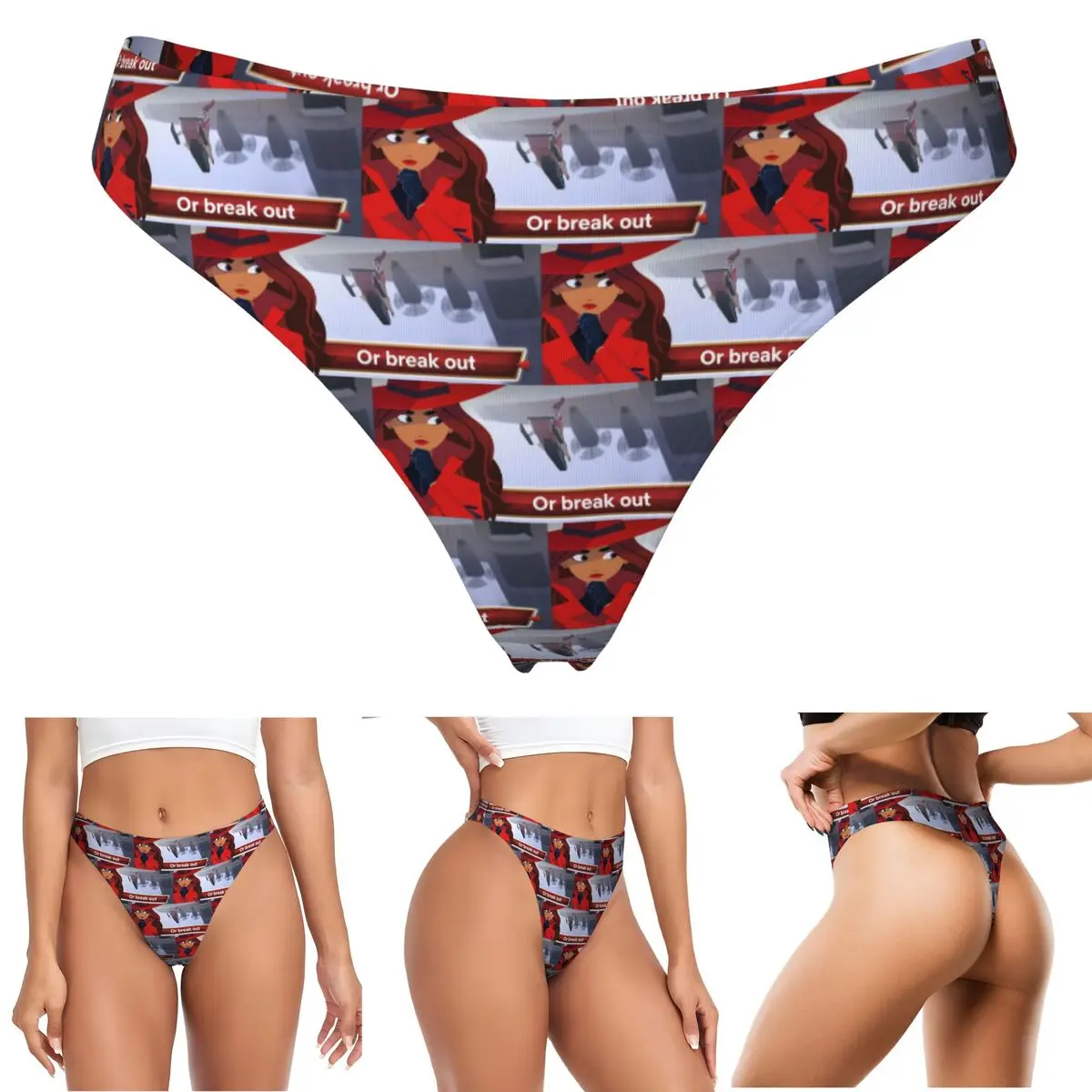 Tanga Personalizada de la Serie Animada Carmen Sandiego, Transpirable, Elástica y Cómoda para Mujer