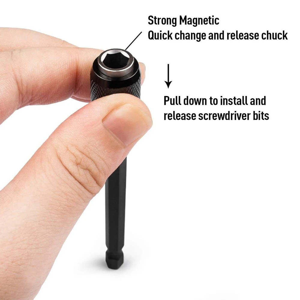 Imagem -04 - Quick Hex Shank Release Chave de Fenda Elétrica Magnética Suporte Bit Extensão 60 mm 100 mm 150 mm Pcs