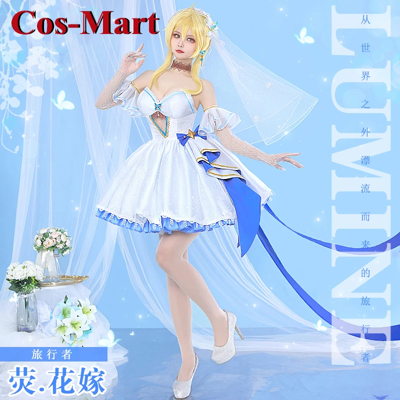 Cos-Mart Game Genshin Impact Lumine Cosplay Costume Gorgeous Sweet Wedding Dress Activity Party Role Play Clothing