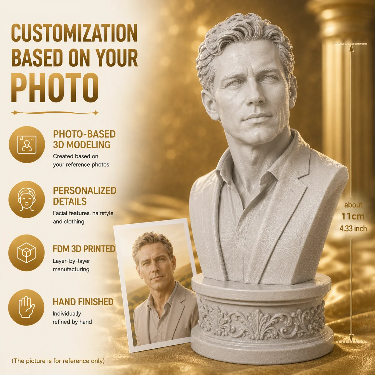 Custom 3D Business Portrait Bust, Personalized Resin Executive Statue, Office Desk Decor for Professionals