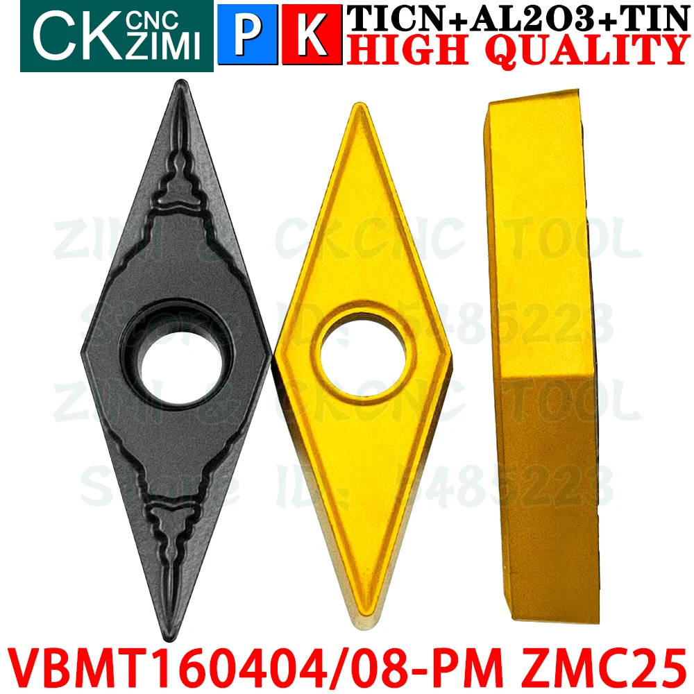 VBMT160404-PM ZMC25 VBMT160408-PM ZMC25 Insertos de carburo Herramientas de insertos de torneado externo Herramientas de torno de metal mecánico VBMT1604 VBMT 1604 CNC Herramientas de corte para acero