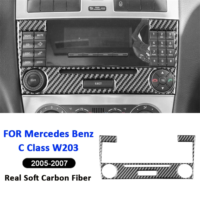 

For Mercedes Benz C Class W203 2005-2007 Carbon Fiber Car Multimedia CD Control Panel Frame Decorative Modification Sticker
