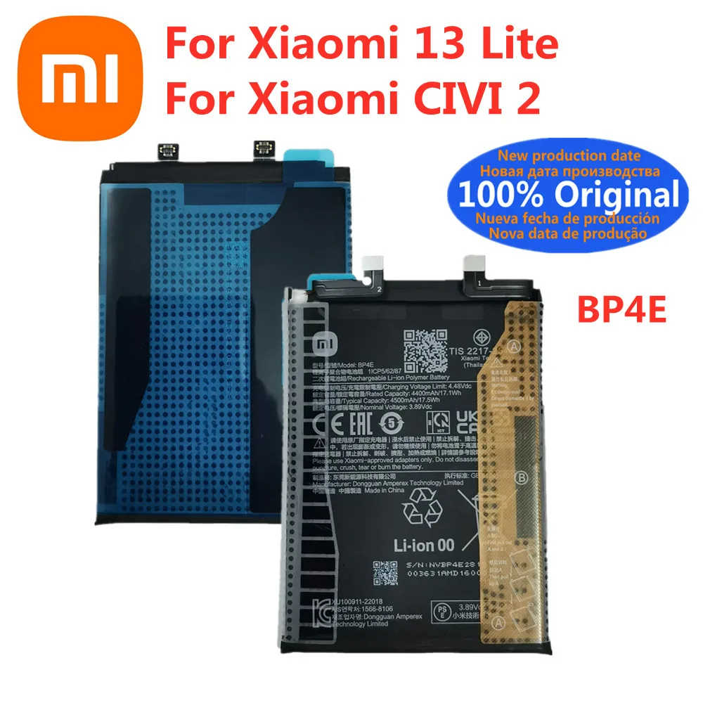 

BP4E 4500 мАч 100% оригинальный аккумулятор для Xiaomi 13 Lite/CIVI 2, аккумуляторы для телефона, быстрая доставка