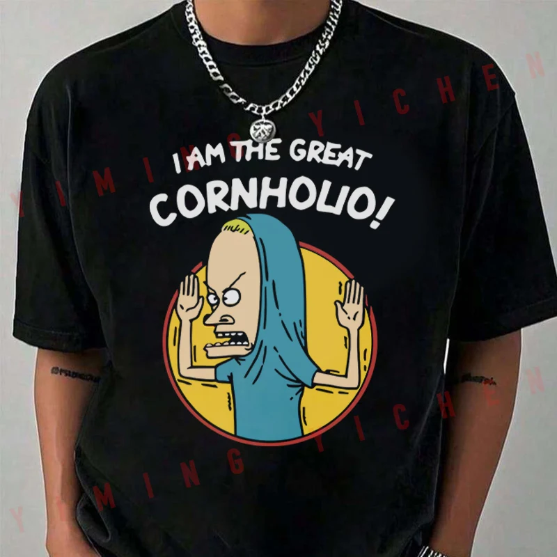 Beavis And Butthead I Am The Great Cornhole! T-Shirt Moto Riders Summer Men's Fashion Casual O-Neck Tops Tee 2026