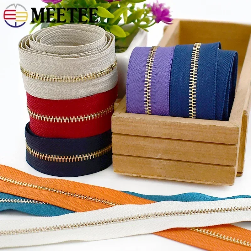 2/3/5M 3# Metal Zipper Tapes Bag Continuous Zippers Coil Purse Luggage Zip Slider Jacket Zips Cabbage Garment Sewing Material