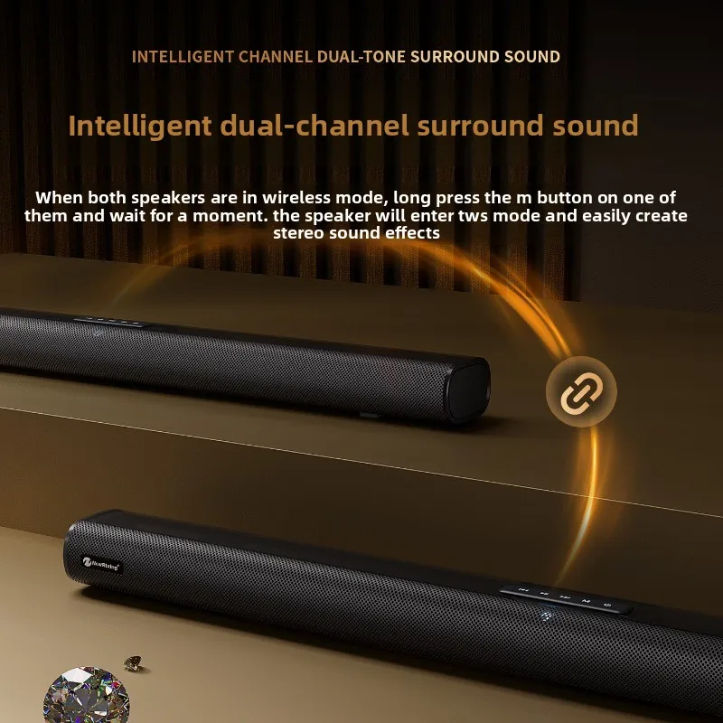 Whispering Wall Audio Home Living Room Home Cinema Surround Subwoofer Long Bar Bluetooth Speaker High Sound Quality