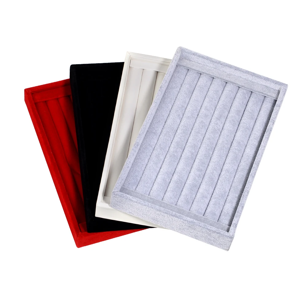 1 Pcs Velvet Jewelry Storage Tray Ring Earring Display Box Brooche Handicraft Classification Organizer Exquisite Tray Case