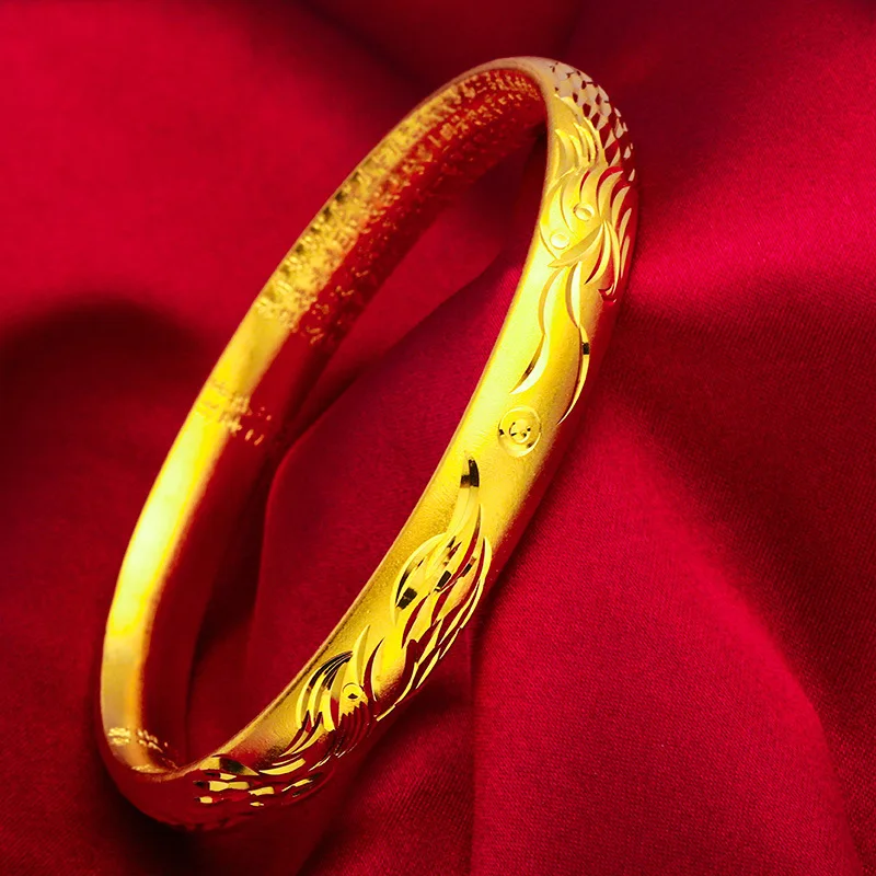 

Ancient Style Dragon-Phoenix Closed Bracelet for Women (24K AU999)- Irregular Dragon-Phoenix Intertwining, Gradient Matte Finish