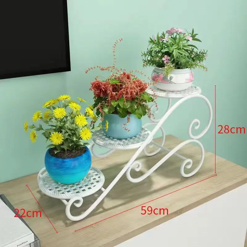 European iron multi-layer flower stand three-story living room succulent flower pot storage rack desktop flower pot rack living