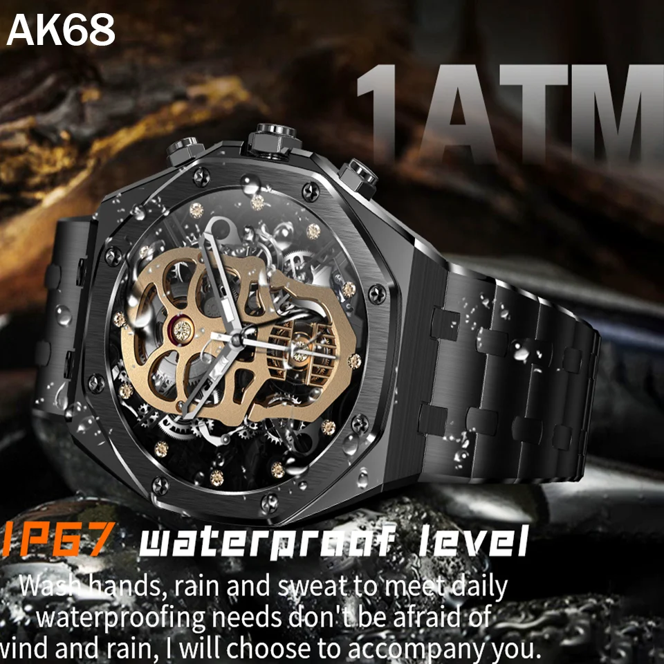 

Smart watch 1.43 inch AMOLED high definition screen local tyrant gold stainless steel waterproof men's sports watch AK68