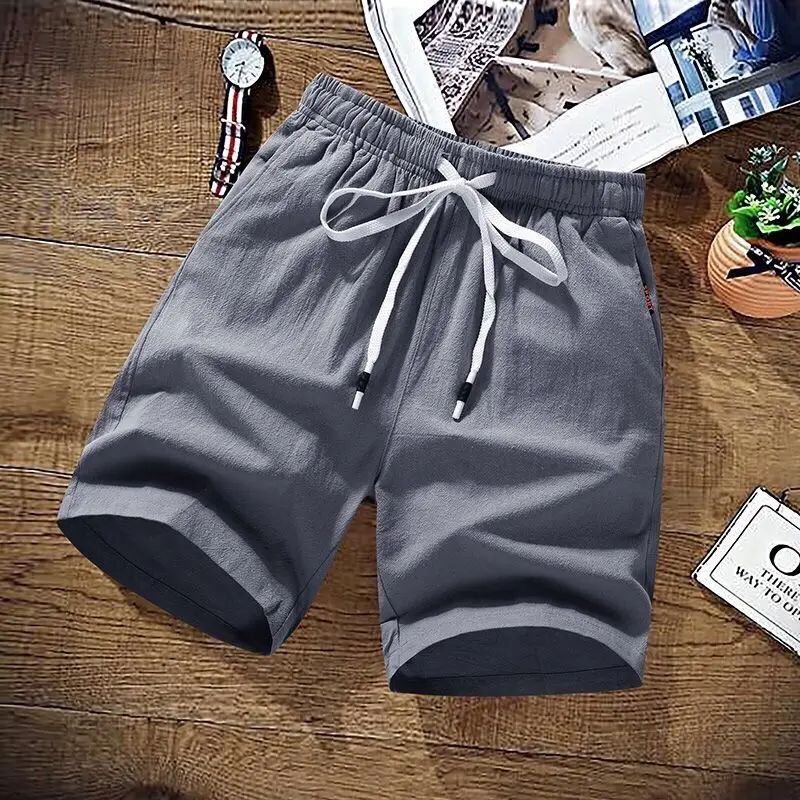 

Cotton Linen Men's orts Loose Fit Breathable Casual Five-Button Waist Large Size Haome Leisure orts Youth Vitali Sle