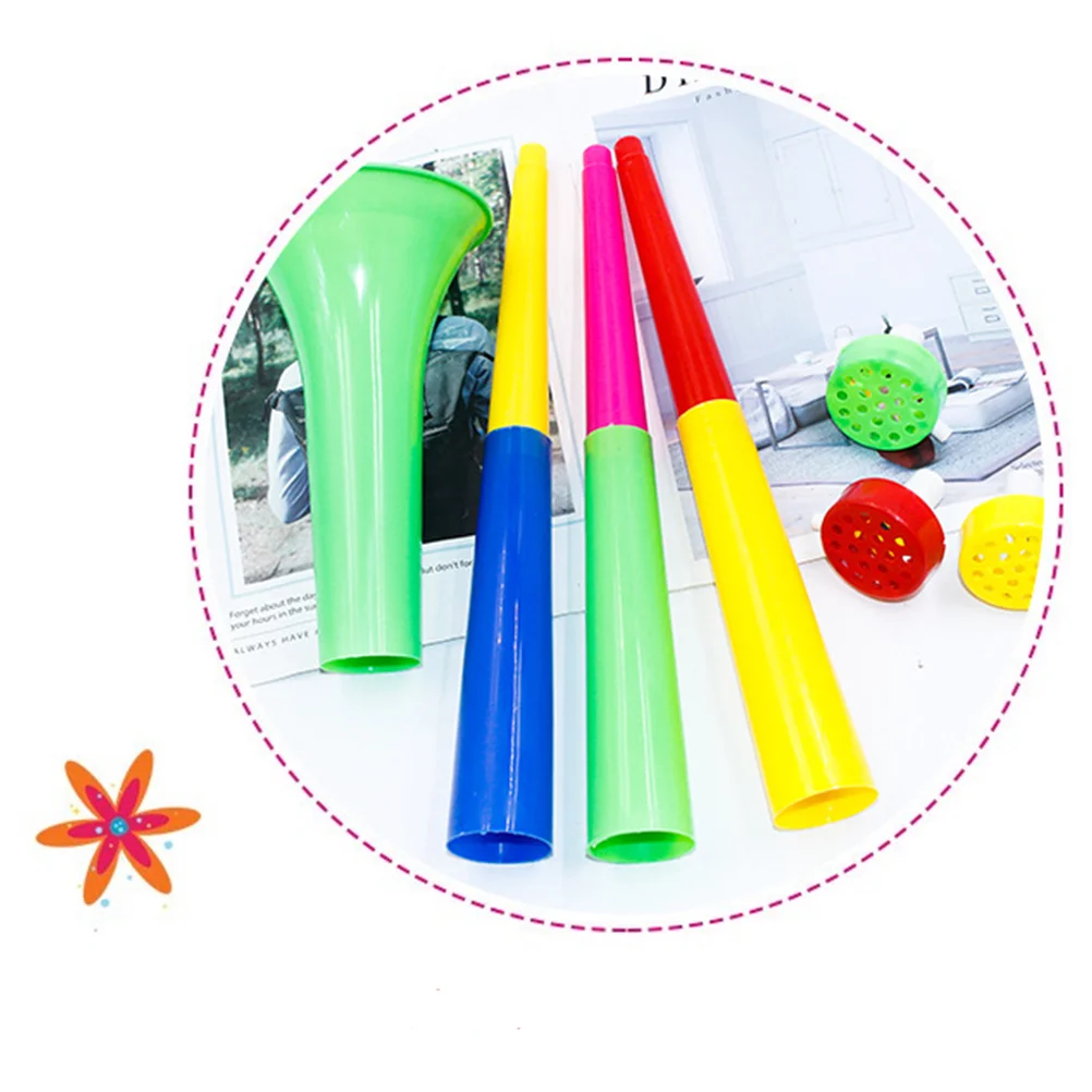 12 stks 3 Secties Telescopische Trompet 60 cm Plastic Trompet Kinderen Muziekinstrument Lawaai Maken Gereedschap Kinderen Speelgoed Luide Luchthoorn (