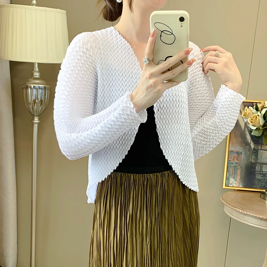 

High-End Knitted Open Cardigan Women's Asymmetrical Batwing Sleeve Sweater 3D Pleated Irregular Design Autumn Top