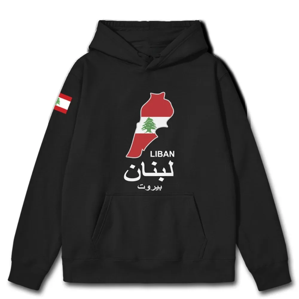 Libanon Libanon Nationale Kaart Heren Hoodies Zwart Wit Sportkleding Pullovers Heren Geprint Heren Hoodie Kleding Herfst Winter