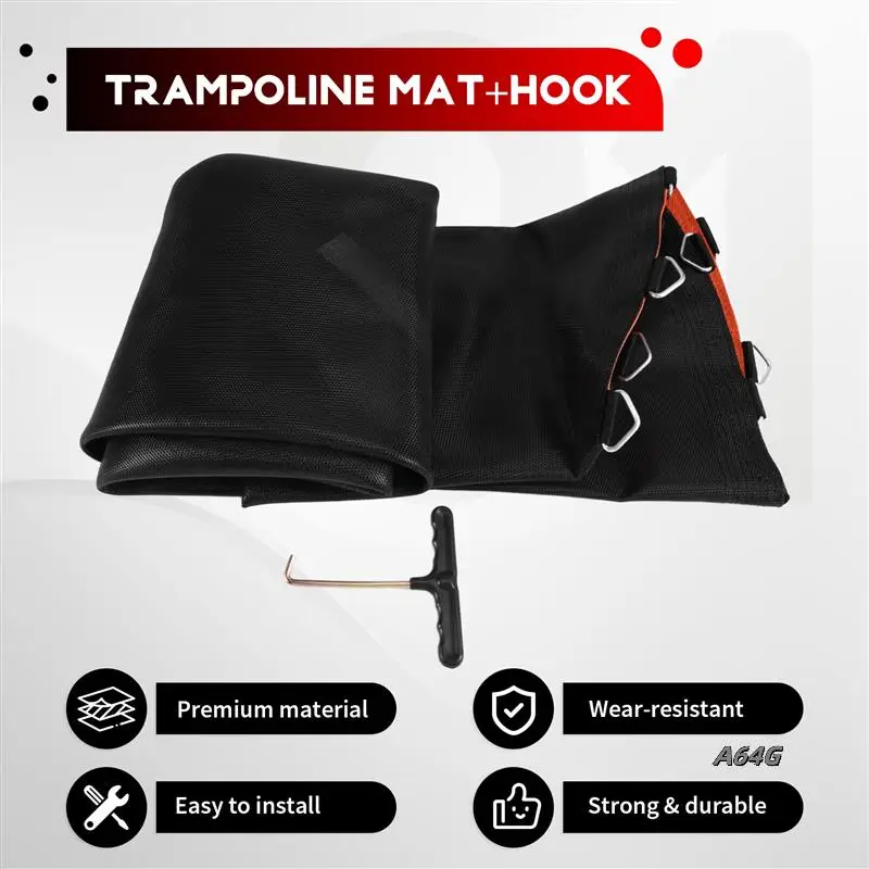 

Trampoline Mat, For 8 Ft Frame, With 48 V-Rings, Trampoline Replacement Mat, Reinforce, UV-Resistant, With Spring Hook