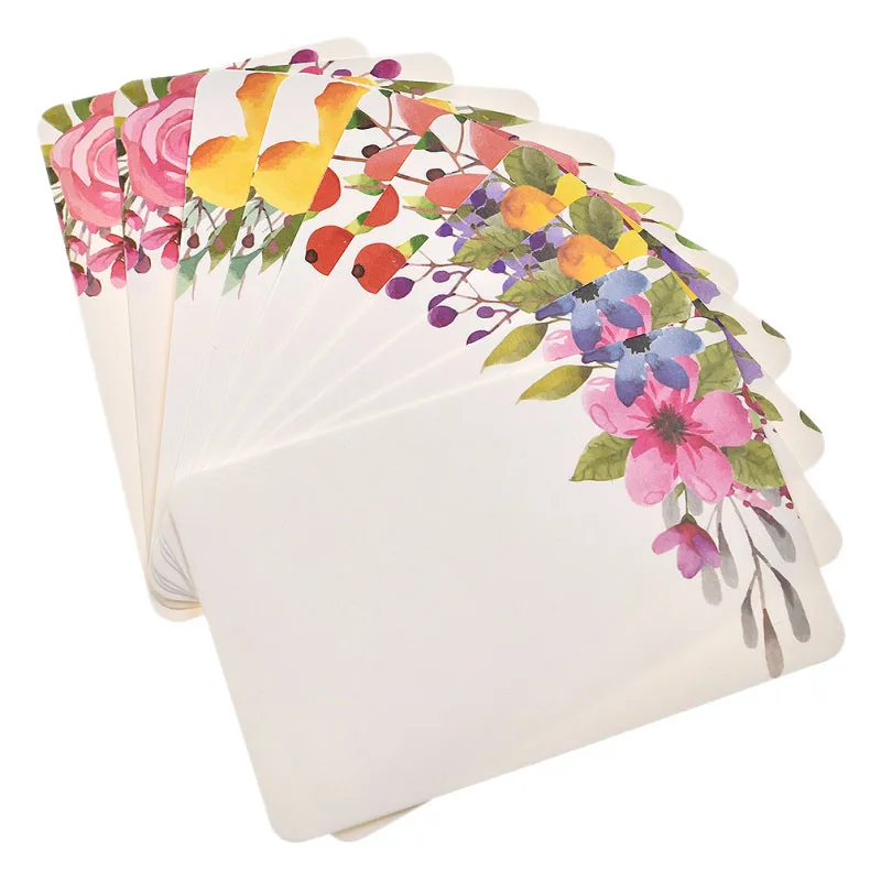 50pcs Handmade Flower Message Scrapbook Paper Card DIY Greeting Cards Postcards Party Wedding Invitation Cards