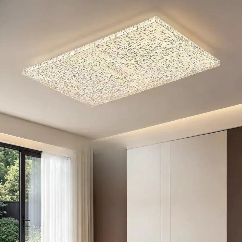 Italian Luxury Minimalist Cracked Ice Glass Eye Care LED Ceiling Light Living Room Dining Bedroom Home Decor Novelty New Energy