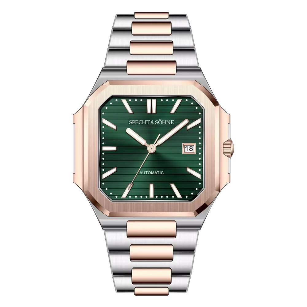 2025 Specht & Söhne 41 MM Vierkant Kubiek 5711 Herenhorloge Mechanische Horloges Roségoud Roestvrij staal Saffierkristal Waterdicht