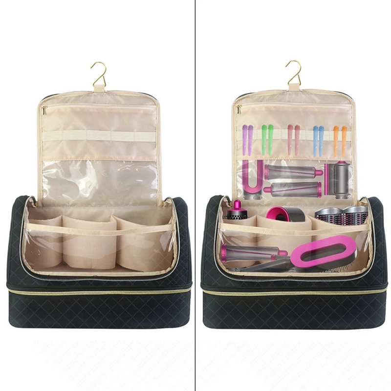 Curling Iron Double Layer Storage Bag Portable Suitcase Accessory Bag Cosmetic Travel Cases