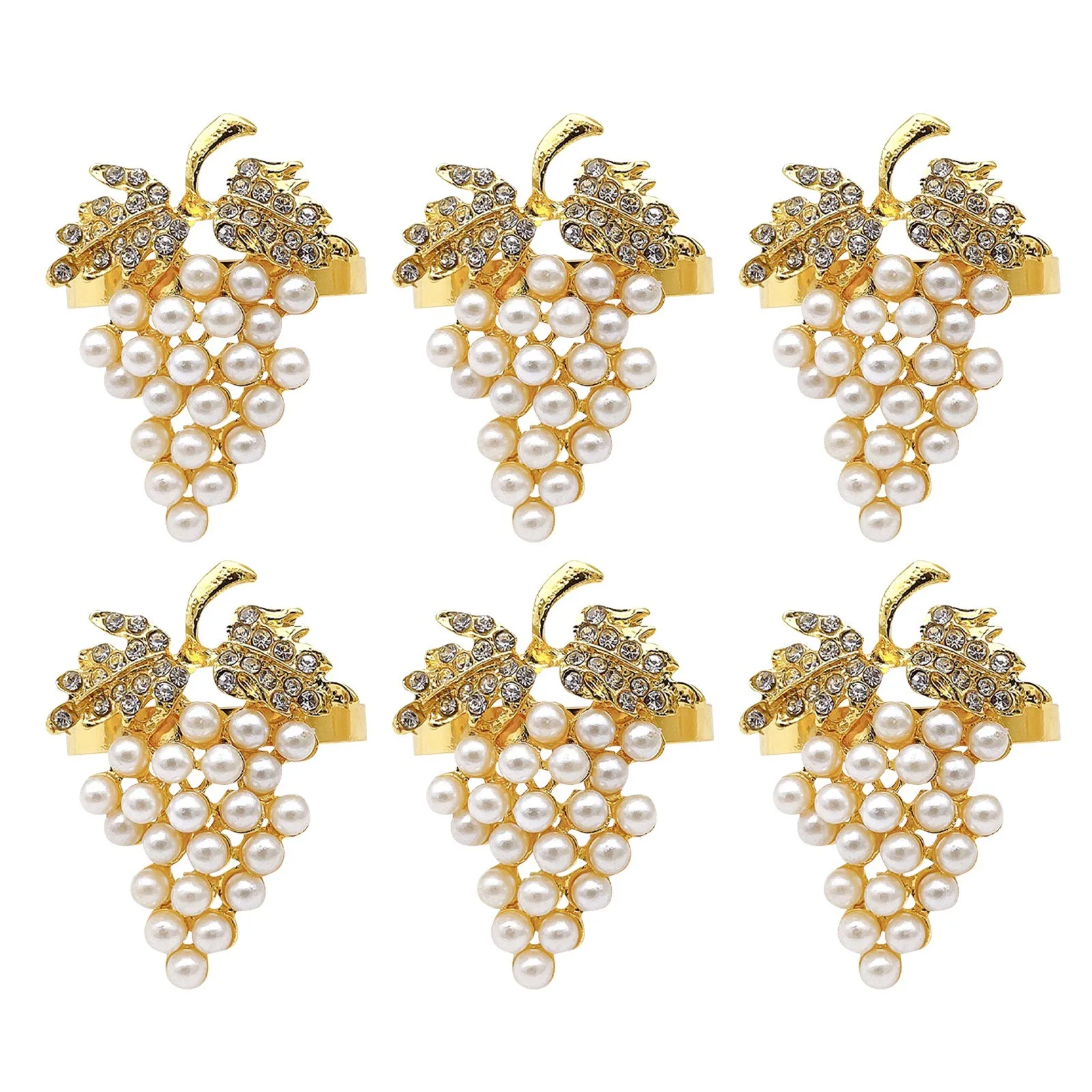 Pearl grape napkin buckle napkin ring Metal mouth cloth ring table fittings 6PCS