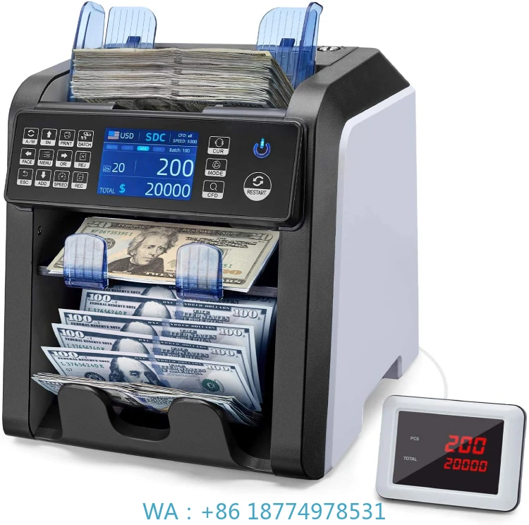 

Banknote Money Detector Cashing Counting Machine High Quality Two Pocket Multi-