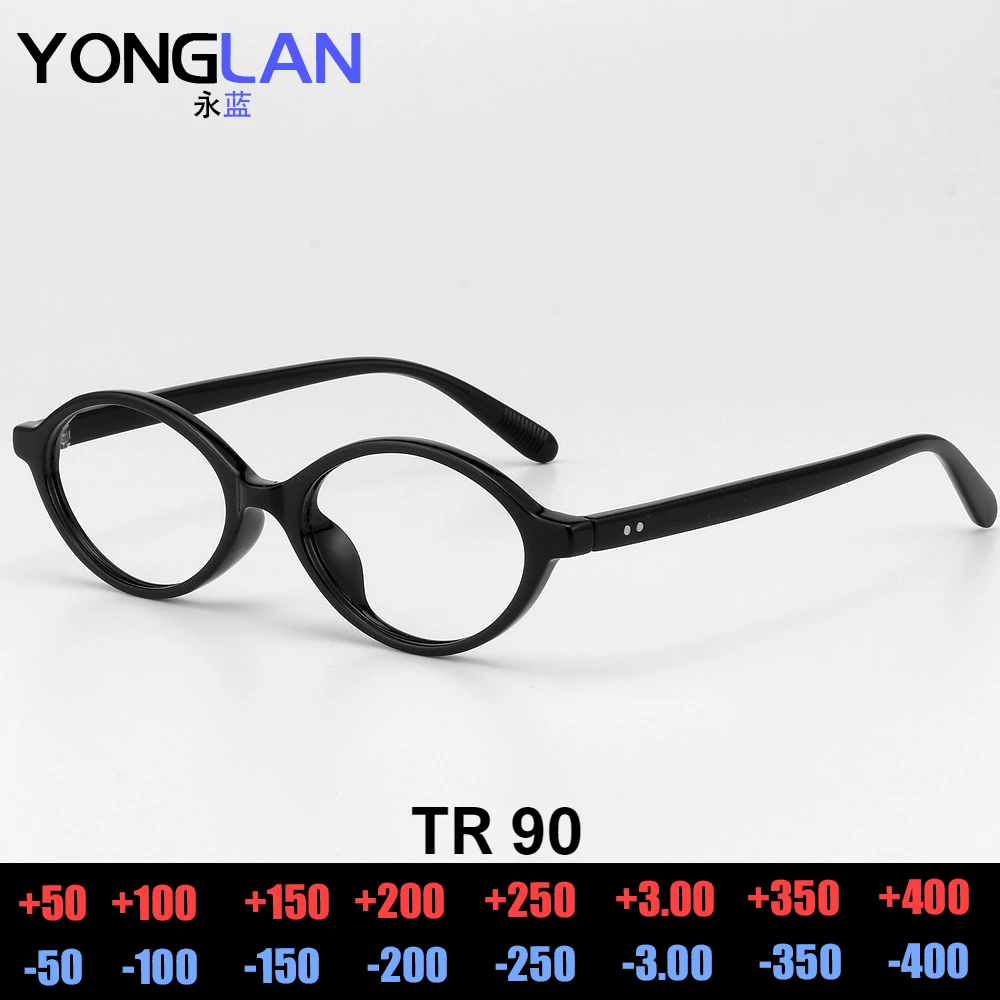 YONGLAN Fashion Delicate Oval Small Myopia Frames Women Reading Glasses Anti-Blue Light Customizable Prescription Glasses TR90