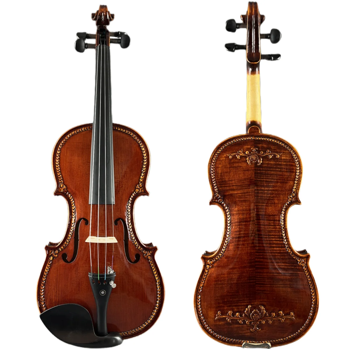 Handmade natural tiger pattern maple pattern violin European style bottom panel carved piano head hollowed out