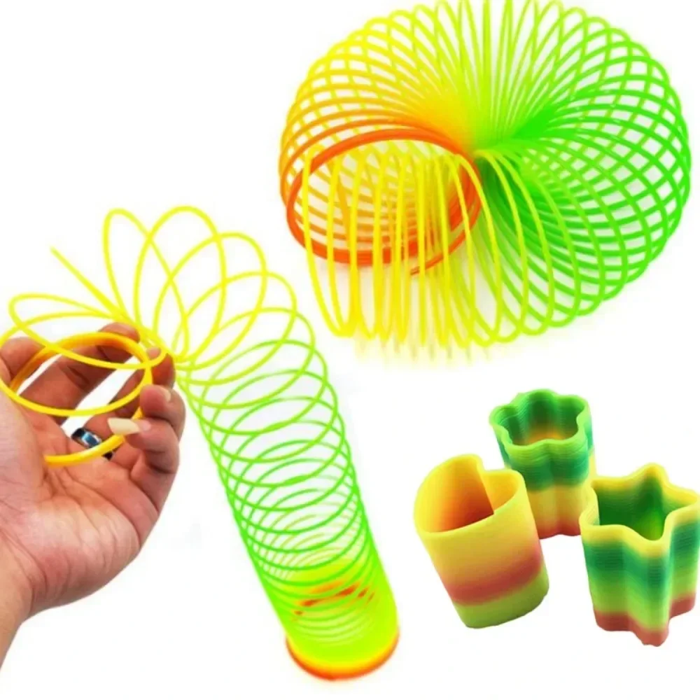 Crazy Spring Toy for Kids Plastic Rainbow Round Magic Ring Slinky Spring  Kids Novelty Toys Christmas Birthday Children's Toy