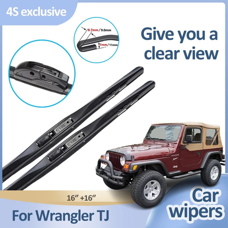 Pióra wycieraczek samochodowych do Jeep Wrangler TJ 1997 ~ 2006 2005 2004 2003 2002 2001 Czyszczenie wycieraczek przedniej szyby Akcesoria samochodowe