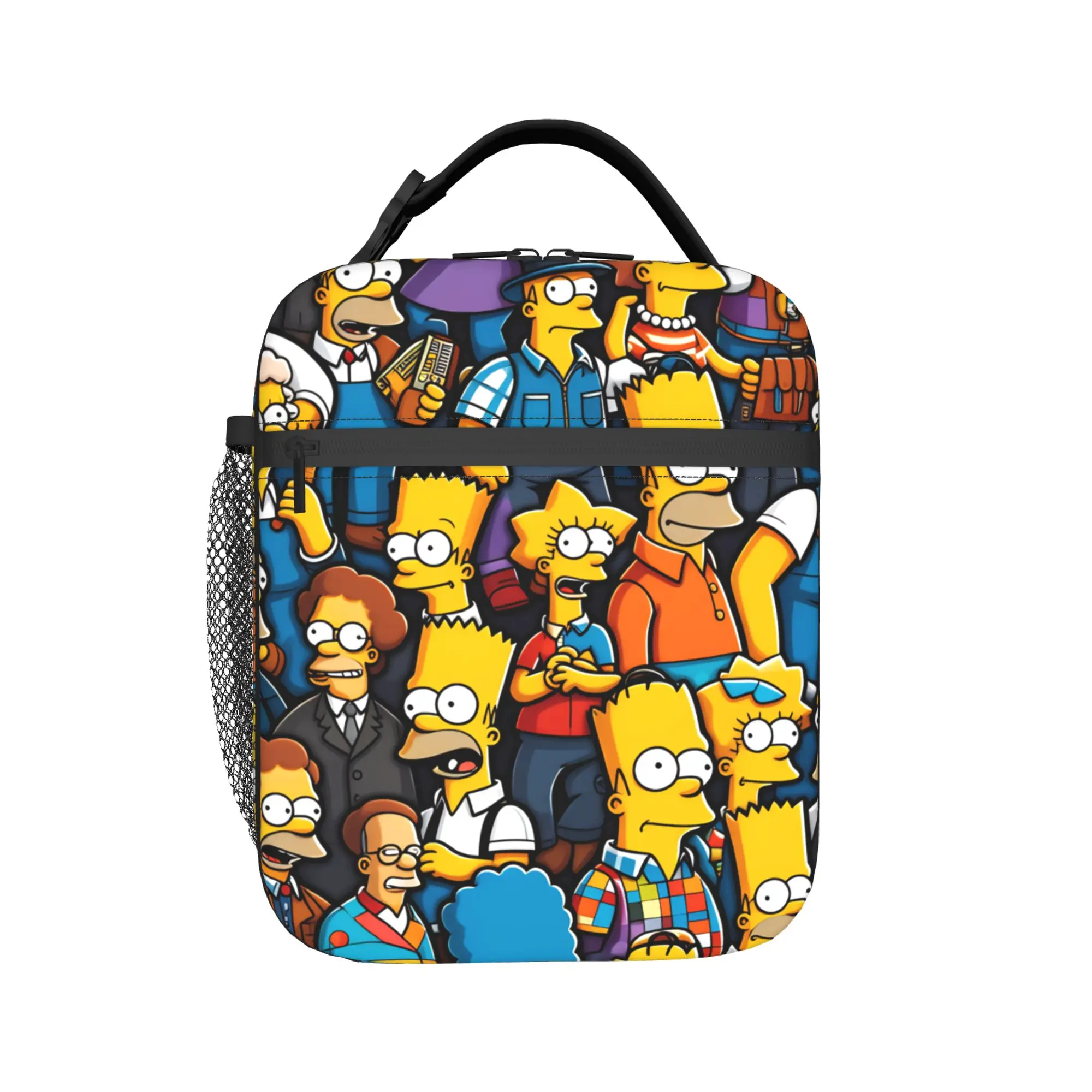 Funny S-Simpsons Family Cartoon Characters Lunch Bag For Child  Print Lunch Box Leisure Office Cooler Bag Zipper Tote Food Bags