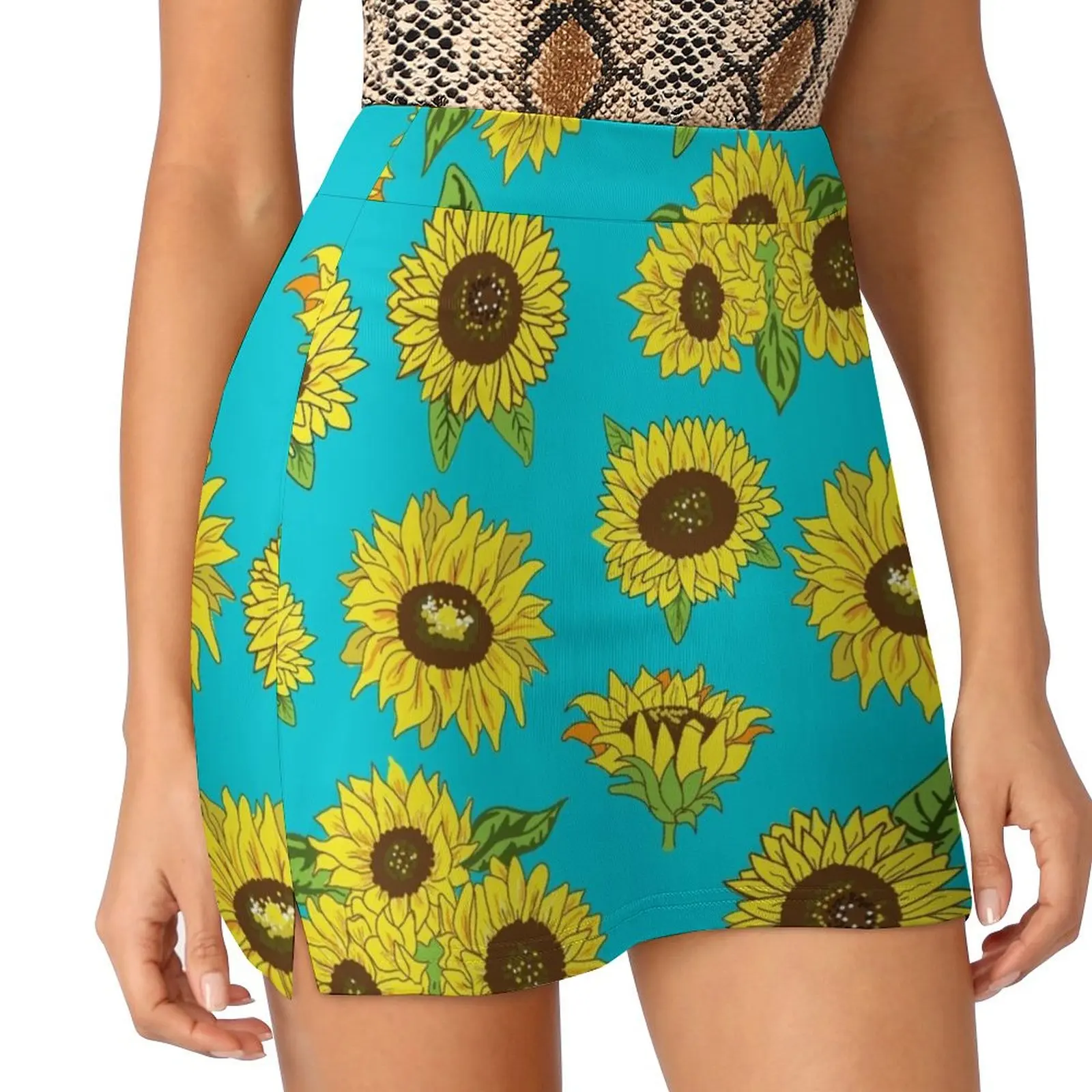 Grunge Sunflower Pattern Mini Skirt Evening dresses mini skirts School skirt