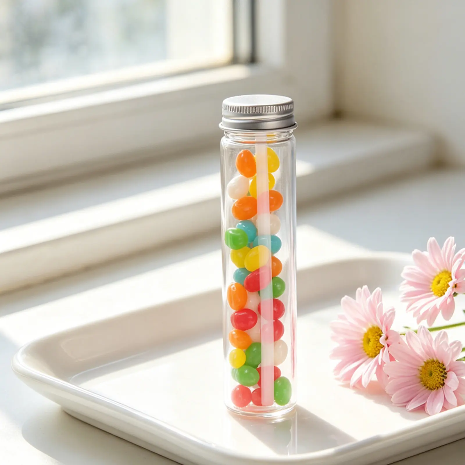 36Pcs Test Tubes Plastic Clear Flat Bottom Screw Caps Candy Holder Tubes Bath Salt Storage Small Sample Vials Bath Salt Tube