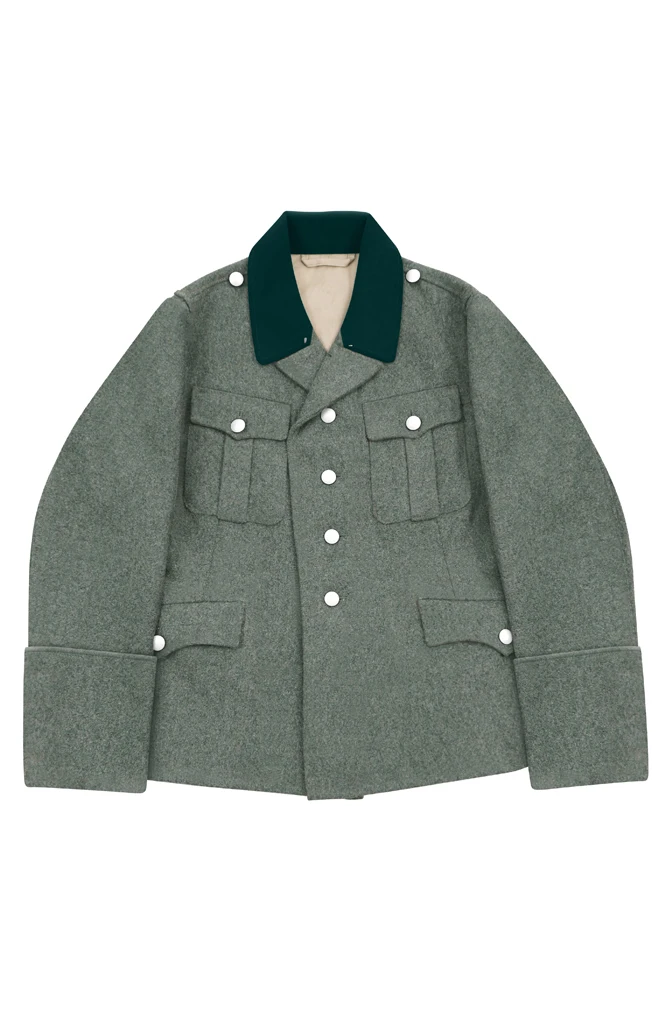 

GUWM-038 WWII German M35 Elite LAH FieldGrey Wool Tunic Feldbluse 5 Buttons With Deep Green Collar