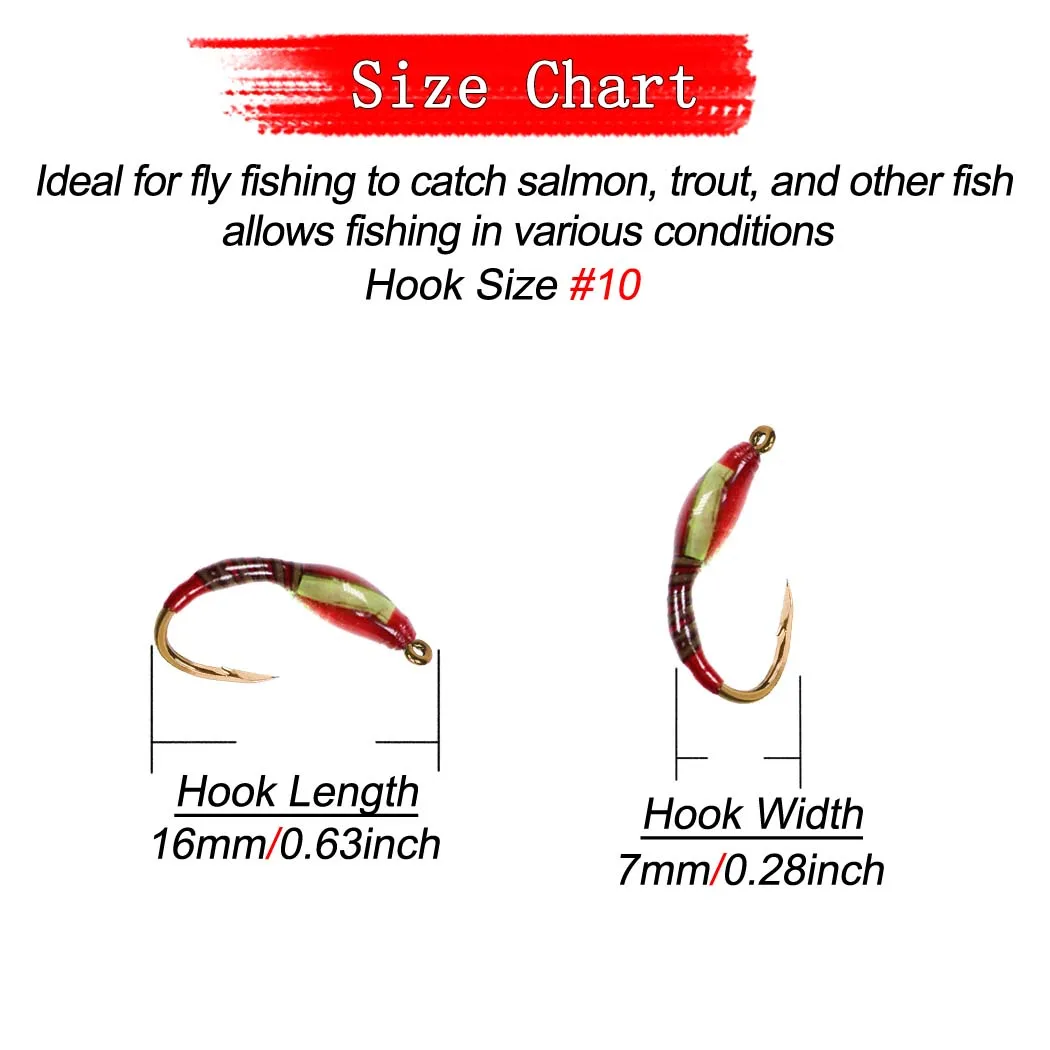 5/10Pcs Realistic Fly Fishing Bait Chironomid Midge Pupa Nymph Trout Flies Fly Fishing Hook Artificial Caddis Larva Lures