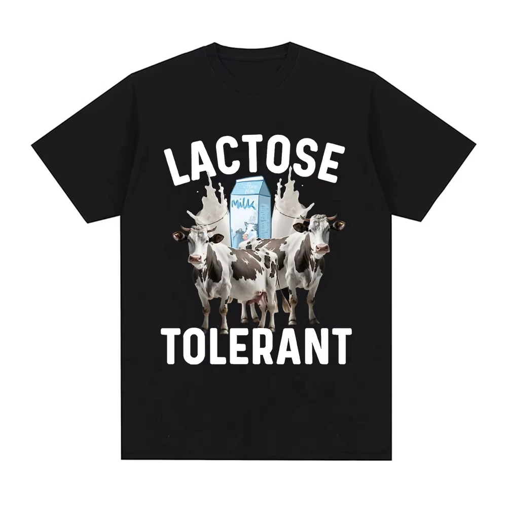Summer Hot Sale Lactose Tolerant Men Women Graphic Print T-Shirt Y2K Men Women Vintage Top Hip Hop Streetwear Oversized T-shirt