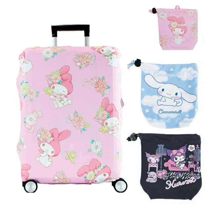 Kawaii Sanrio Cinnamonroll Kuromi My Melody KT Cartoon Luggage protection dust cover anti-scratch cover suitcase accessories