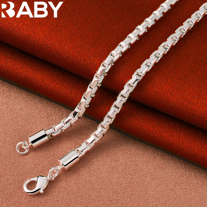 URBABY 925 Sterling Silver 18 Cal łańcuch 4mm lina łańcuszkowy naszyjnik dla mężczyzn kobiet moda biżuteria na przyjęcie zaręczynowe ślubna