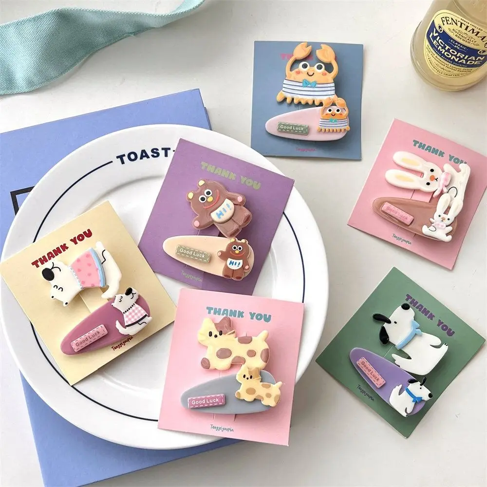 Animal Cartoon Mini Hair Clip Kawaii Korean Style Bear BB Clip Duckbill Clip Candy Color Cute Barrettes Set Hair Styling Tool