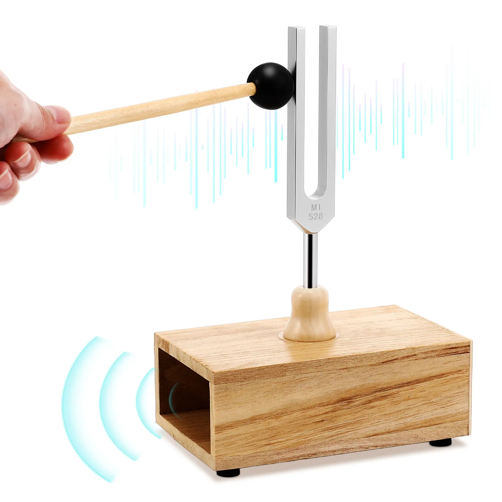 1Set Tuning Fork 528Hz Aluminum Alloy Resonance Box Mallet Yoga Sound Instrument Musical Testing Kit Tuning Forks Set